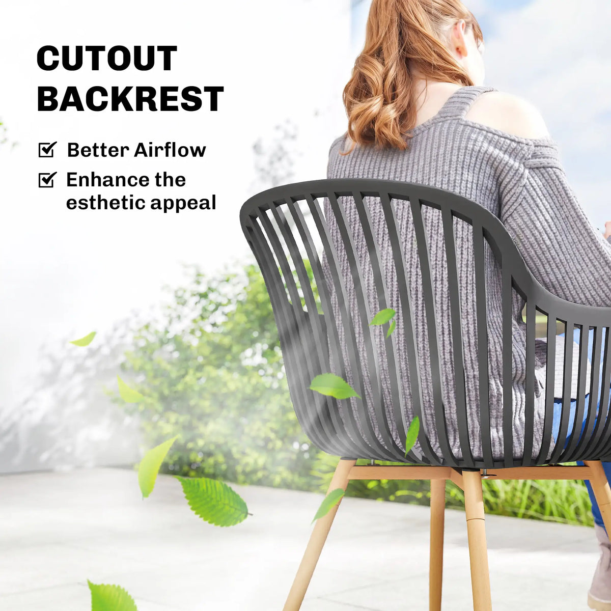 Outdoor Dining Chairs Set of 4, Patio Chairs, Slotted Backrest, Grey Patio Chairs at Gallery Canada