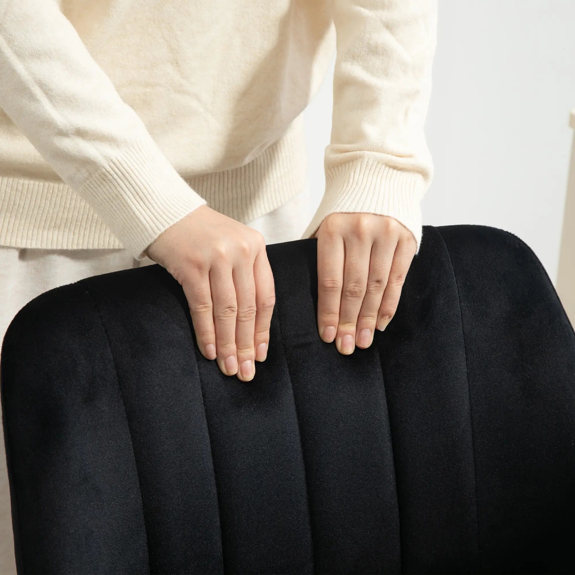 Mid Back Office Chair, Velvet Fabric, Swivel, Scallop Shape, Black Office Chairs at Gallery Canada