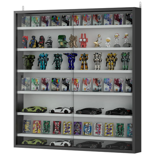 7-Tier Glass Display Cabinet, Black And White