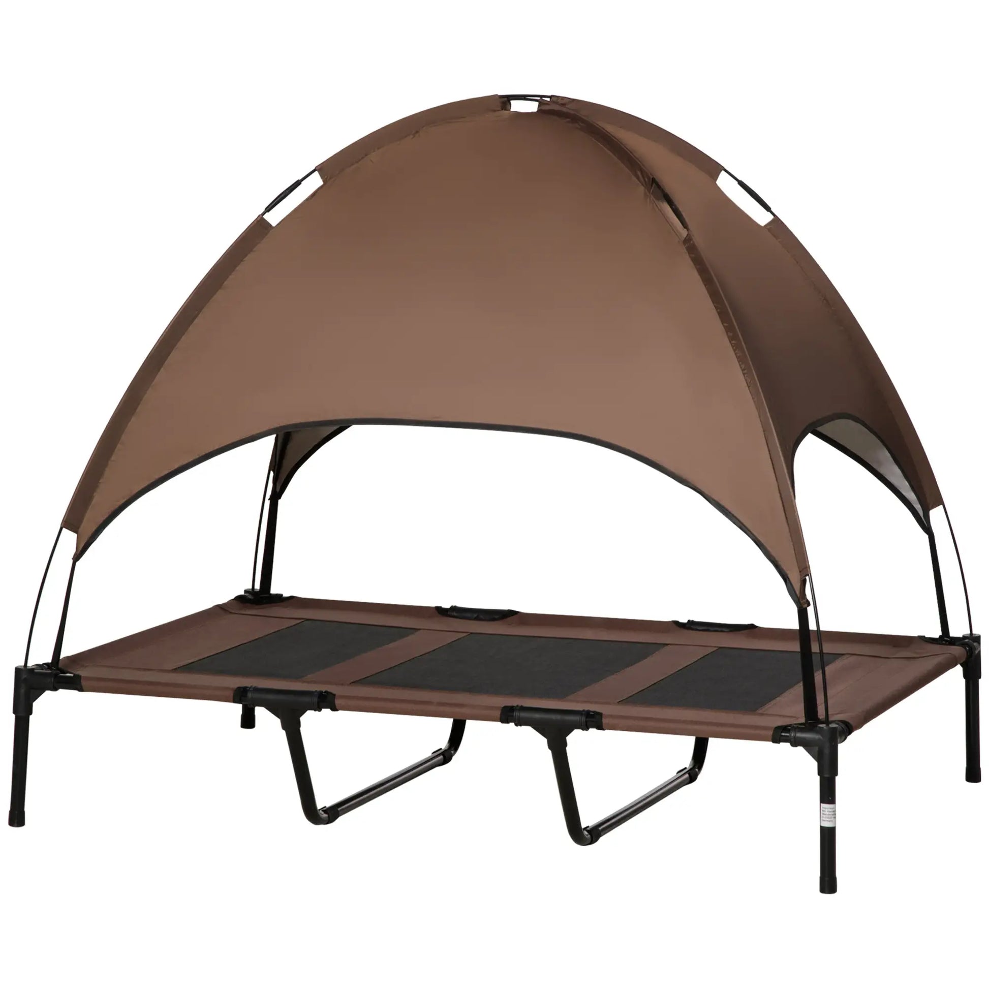 Elevated Dog Bed with Canopy, Portable Dog Cot, XL, 48" x 36" x 43", Coffee Elevated Dog Beds at Gallery Canada