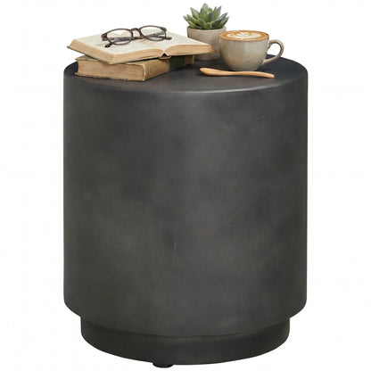 Terrazzo Finish Side Table, 17" Round, Charcoal Grey Side Tables at Gallery Canada