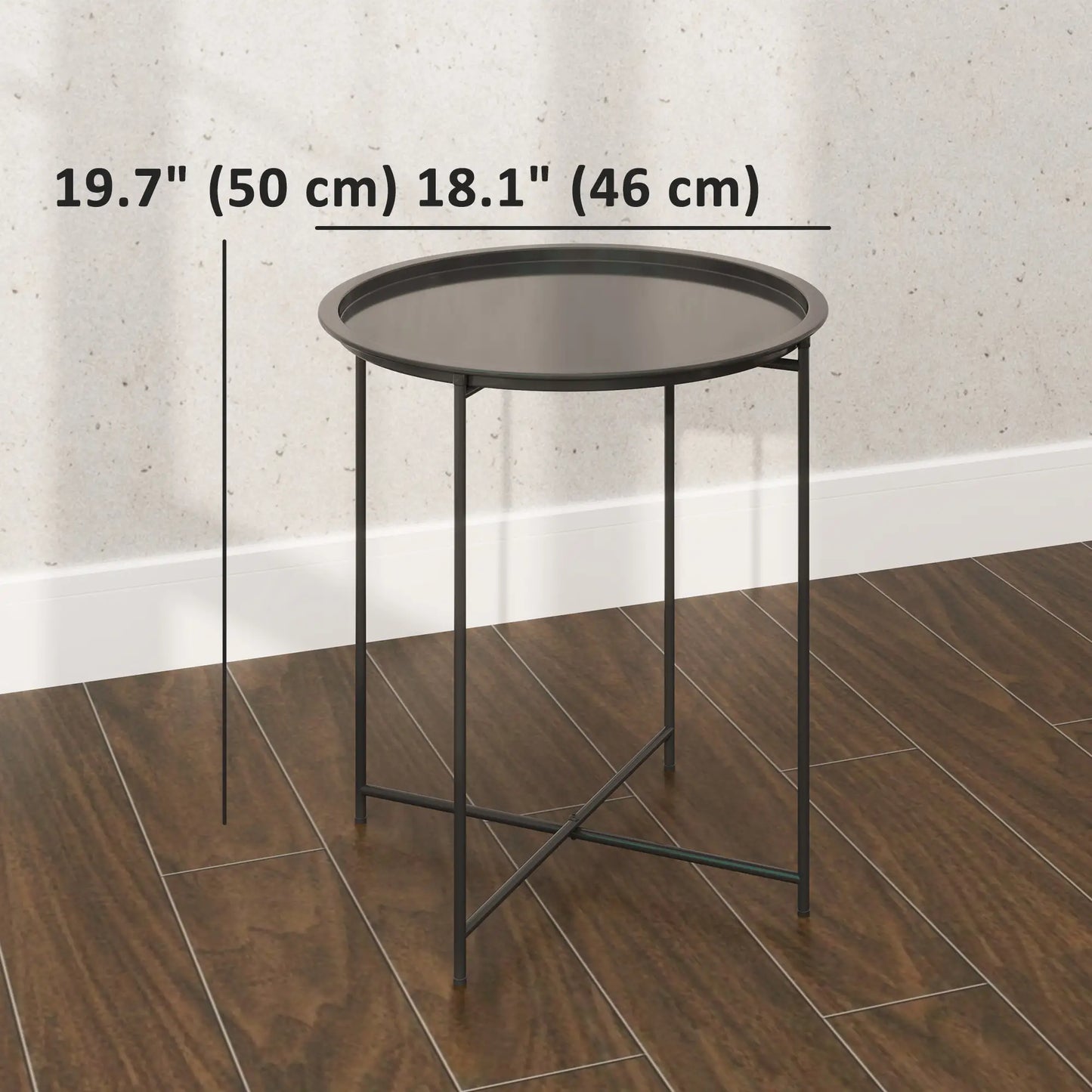 18" Outdoor Side Table, Removable Tray, Folding Legs, Black Patio Side Tables at Gallery Canada