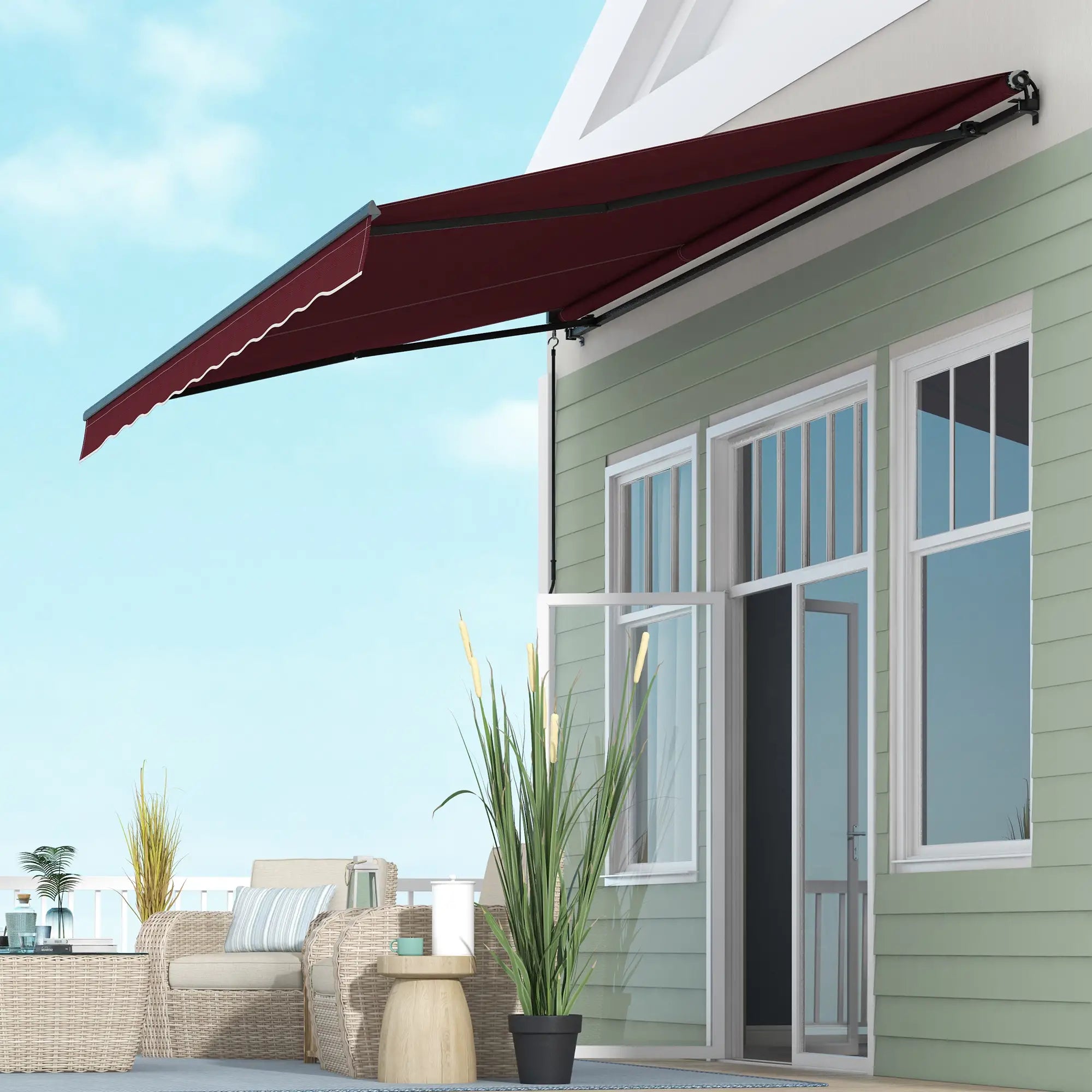 15' x 10' Retractable Awning, UV Resistant Sunshade, Wine Red Window Awnings at Gallery Canada