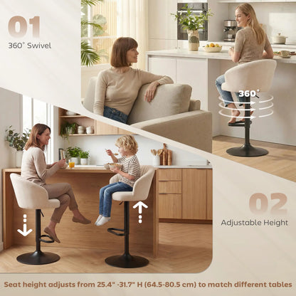 Swivel Counter Height Barstools Set of 2, Adjustable Height, Beige Bar Stools at Gallery Canada