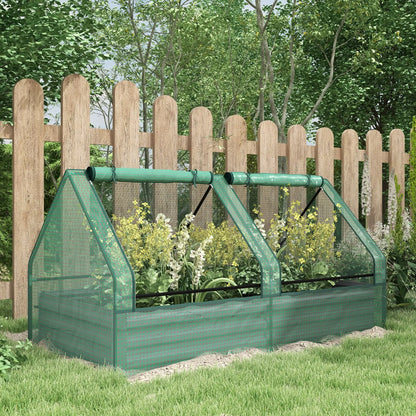 6' x 3' Metal Planter Box with Cover, Raised Garden Bed, Green and Silver Mini Greenhouses at Gallery Canada