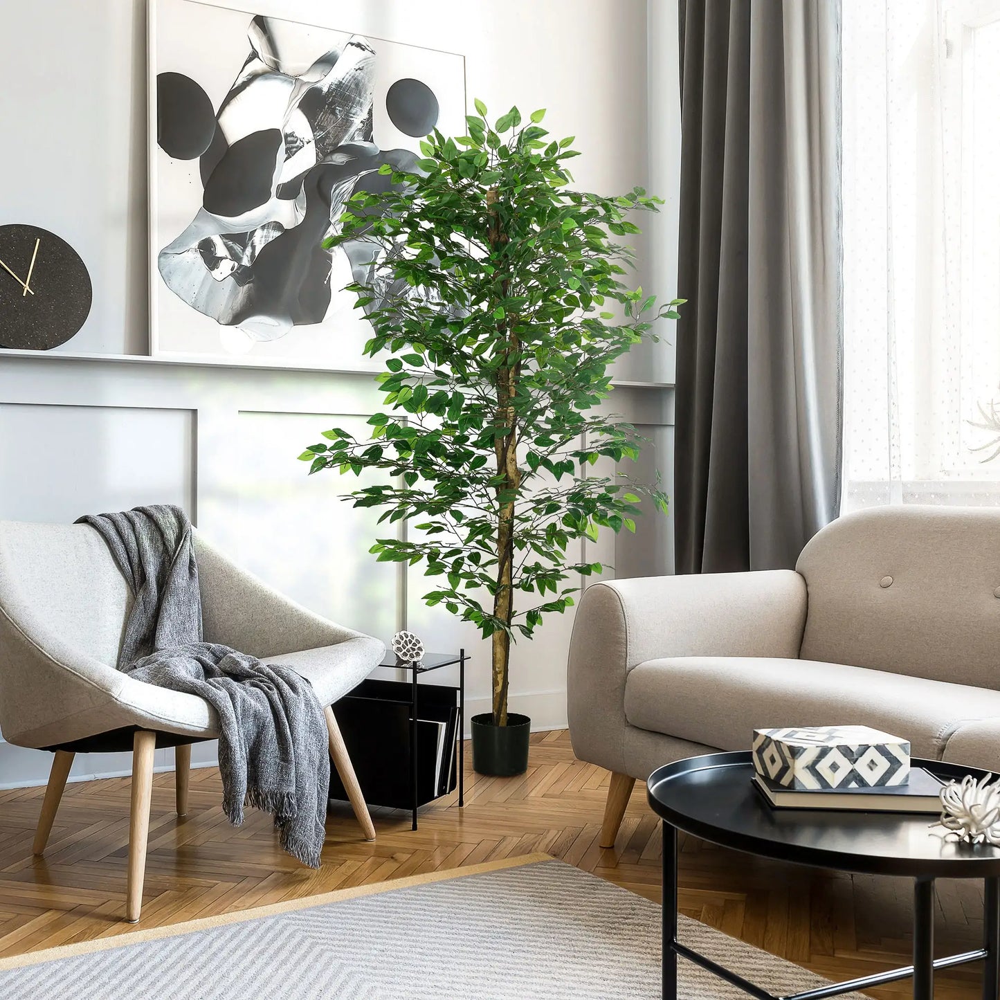 6ft Artificial Ficus Tree, Indoor Fake Plant with Pot Artificial Trees at Gallery Canada