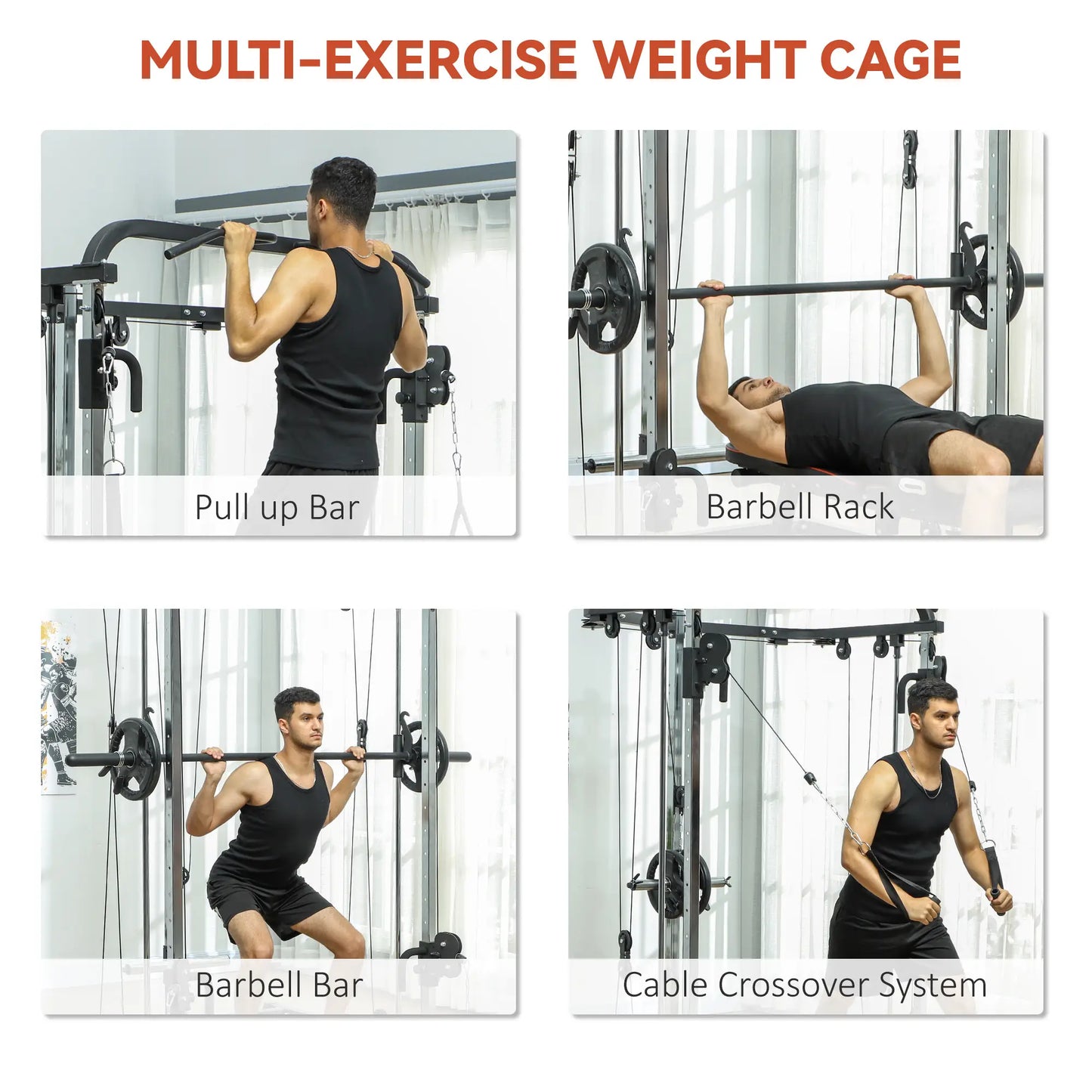 3 In 1 Smith Machine Power Rack, Cable Crossover, Pull Up Station, Squat Rack Power Towers at Gallery Canada