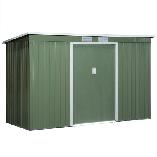 9' x 4' Garden Metal Storage Shed Outdoor Equipment Tool Box with Foundation Ventilation &; Doors, Light Green - Gallery Canada