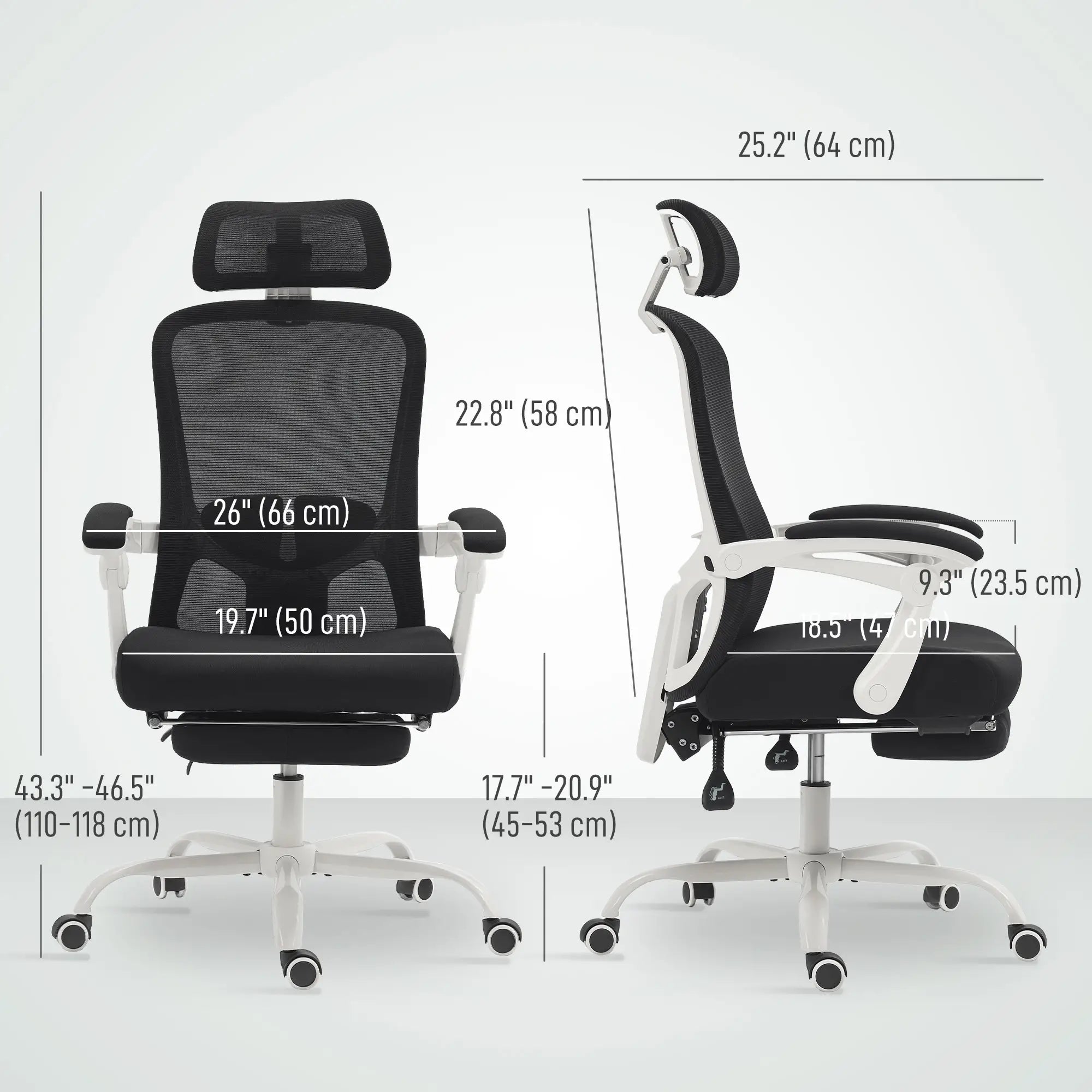 Ergonomic Office Chair, Mesh Reclining Desk Chair, Adjustable Lumbar Support, Headrest, Black Office Chairs at Gallery Canada