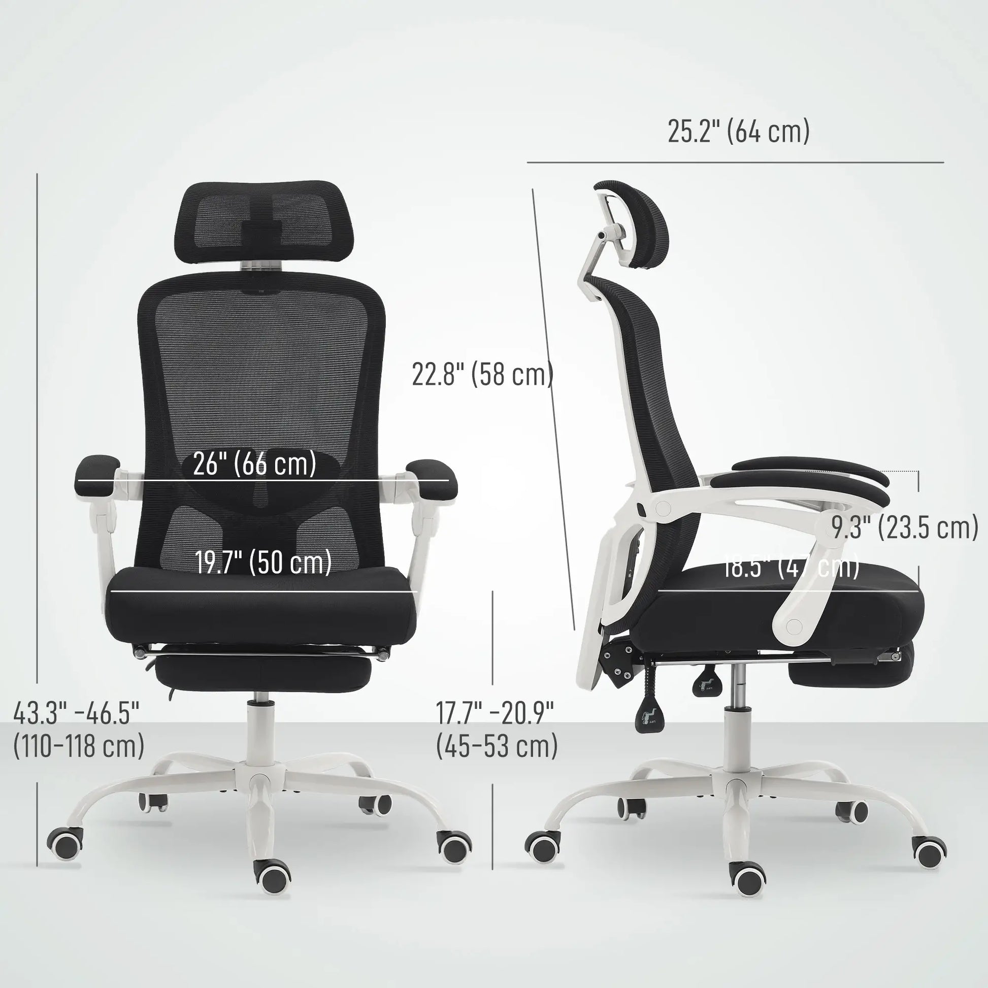 Ergonomic Office Chair, Mesh Reclining Desk Chair, Adjustable Lumbar Support, Headrest, Black Office Chairs at Gallery Canada