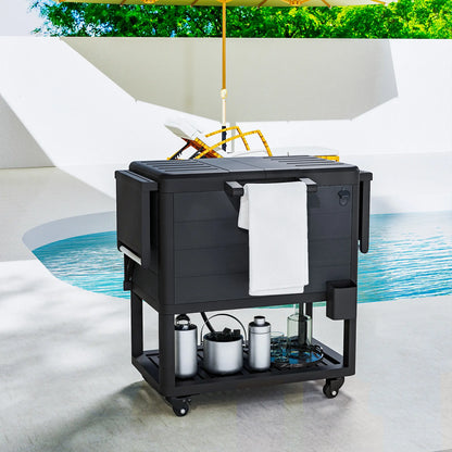 104 Quart Large Capacity Outdoor Cooler Cart, Patio Rolling Ice Chest, Black Cooler Boxes at Gallery Canada