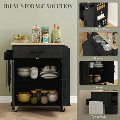 Rolling Island with Wheels for Kitchen, Kitchen Island on Rollers with Power Outlets, Drawer and Doors Kitchen Islands & Kitchen Carts at Gallery Canada