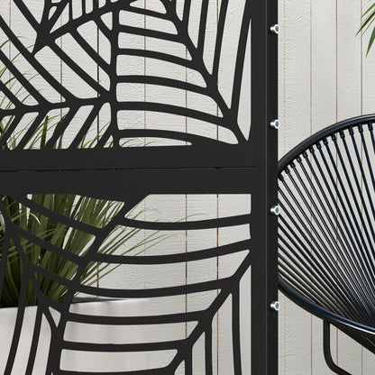 6.5FT Metal Privacy Screen, Large Leaf Style, Black Side Awnings at Gallery Canada