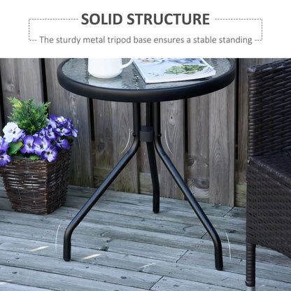 20" Round Outdoor End Table, Tempered Glass Top, Black Patio Side Tables at Gallery Canada