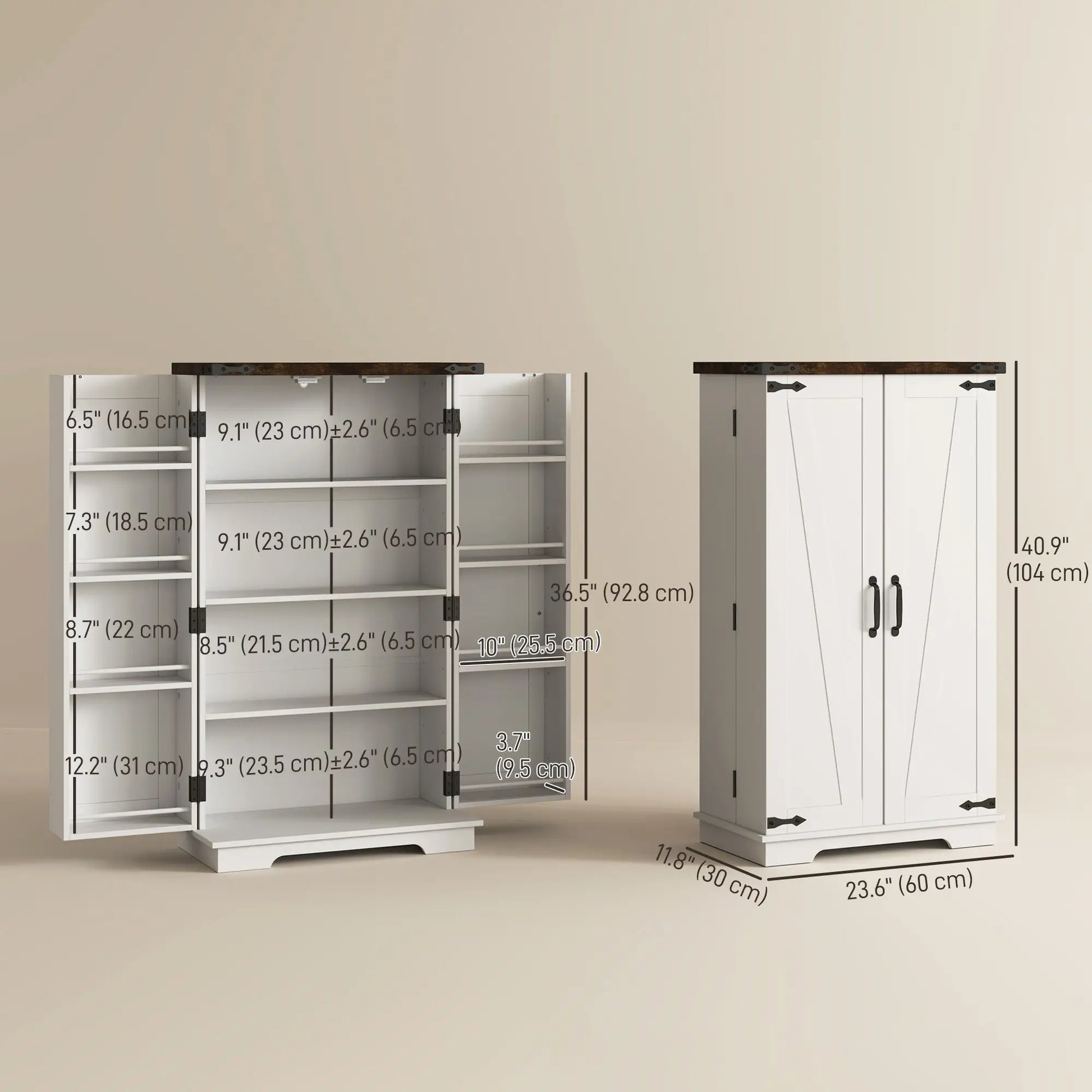 Farmhouse Kitchen Pantry Cabinet, Adjustable Shelves, White Kitchen Pantry Cabinets at Gallery Canada