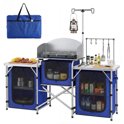Portable Aluminum Camping Table, Fabric Cupboards, Windshield, Blue Picnic Tables & Camping Chairs at Gallery Canada