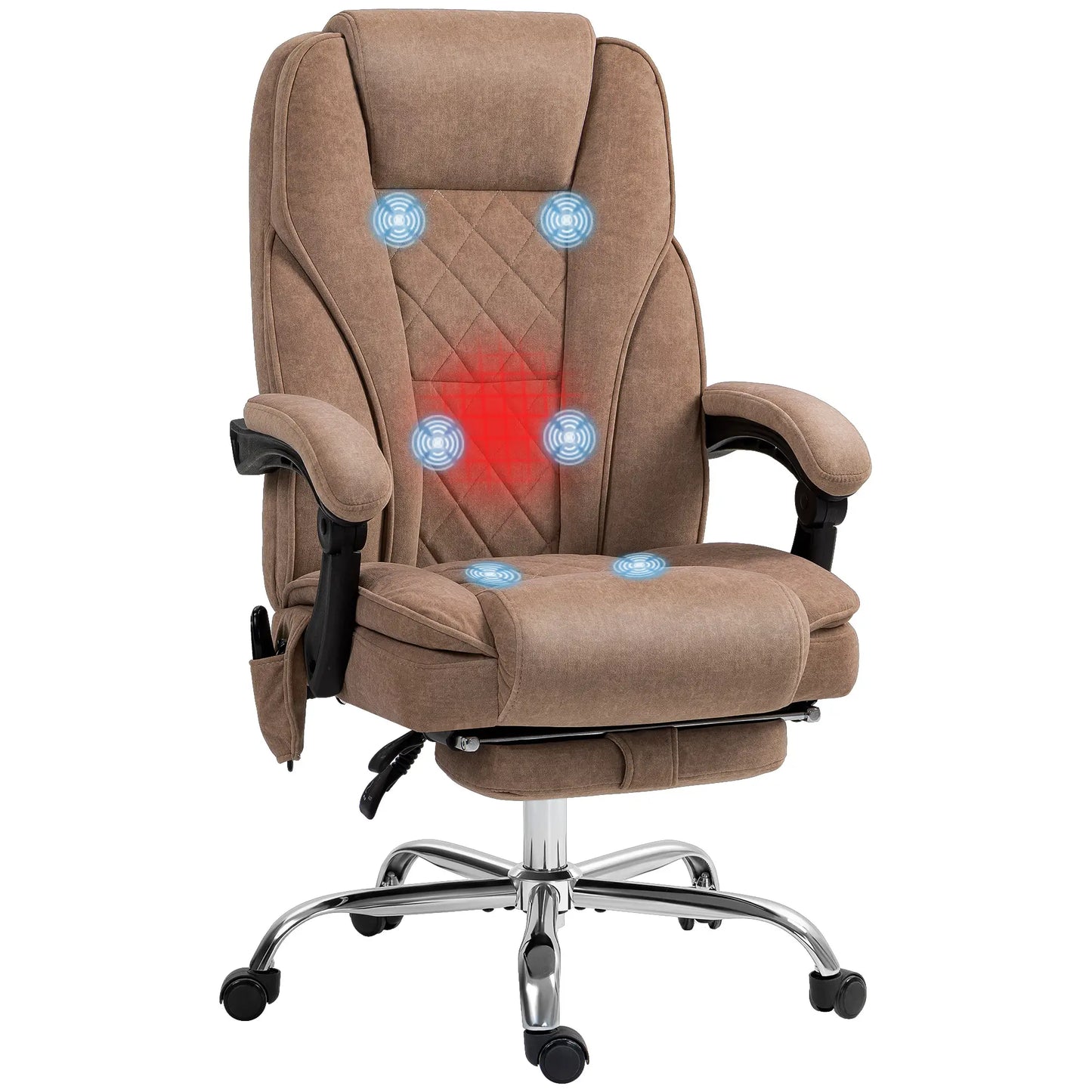 Massage Office Chair, Heated Reclining with Footrest, Adjustable Height, Brown Office Chairs at Gallery Canada