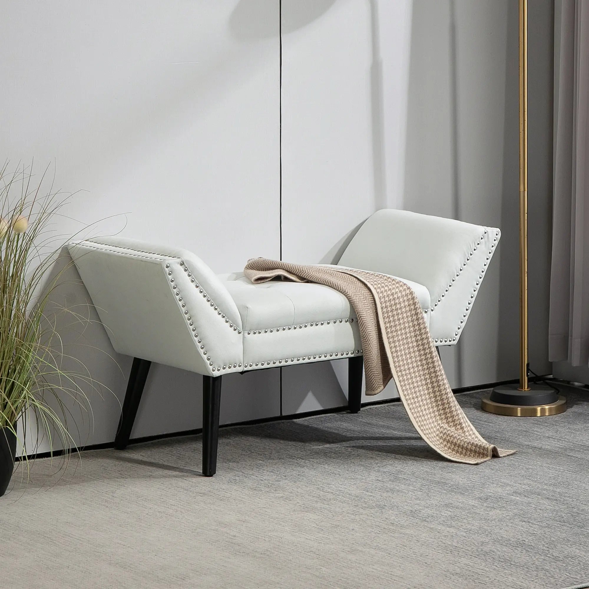 Modern Upholstered Bench, End of Bed Bench for Bedroom, Hallway Bench with Arms and Nailhead Trim Storage Ottomans & Benches at Gallery Canada