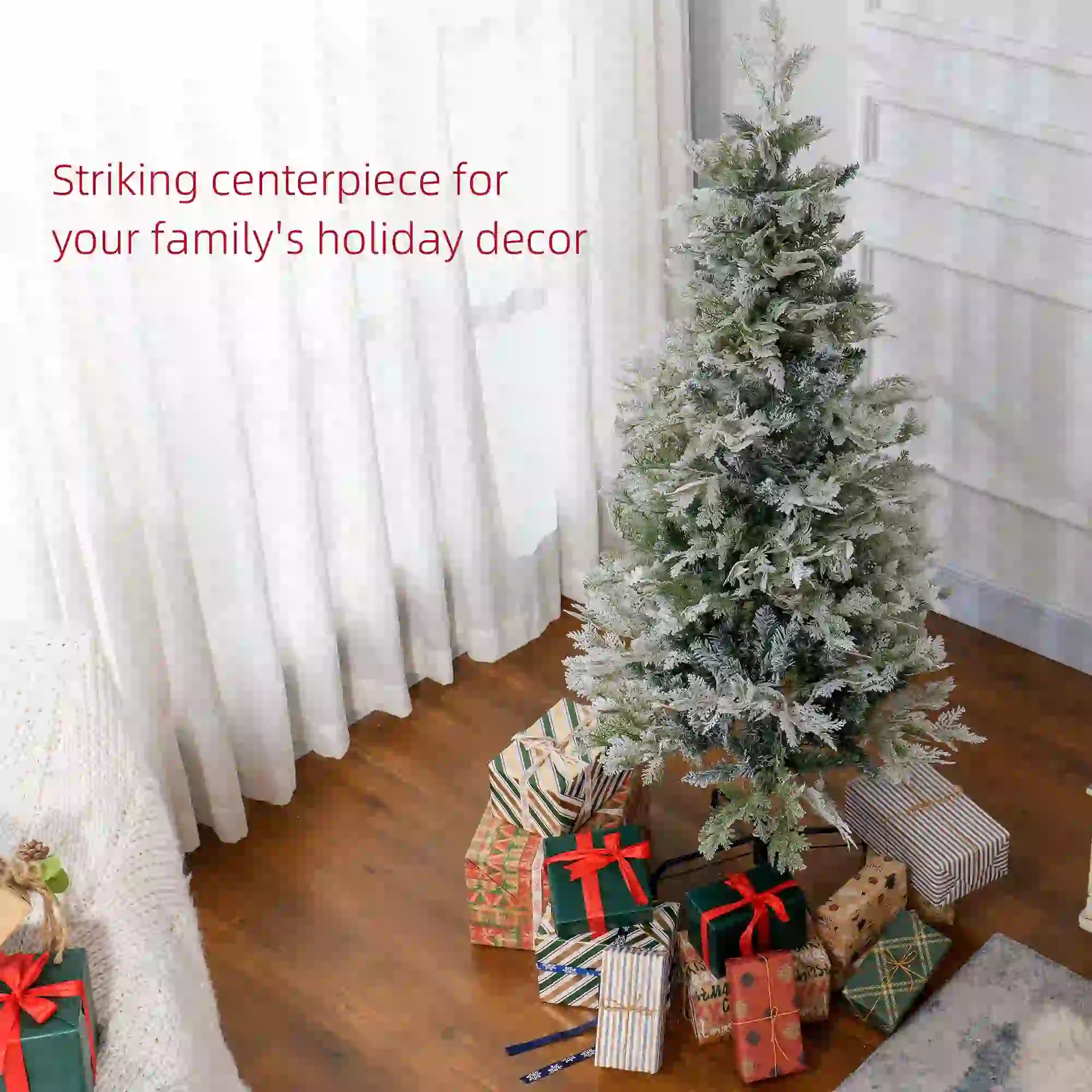 5 Feet Pencil Artificial Christmas Tree, 517 Cypress Branches, Auto Open, Green Pencil Christmas Trees at Gallery Canada