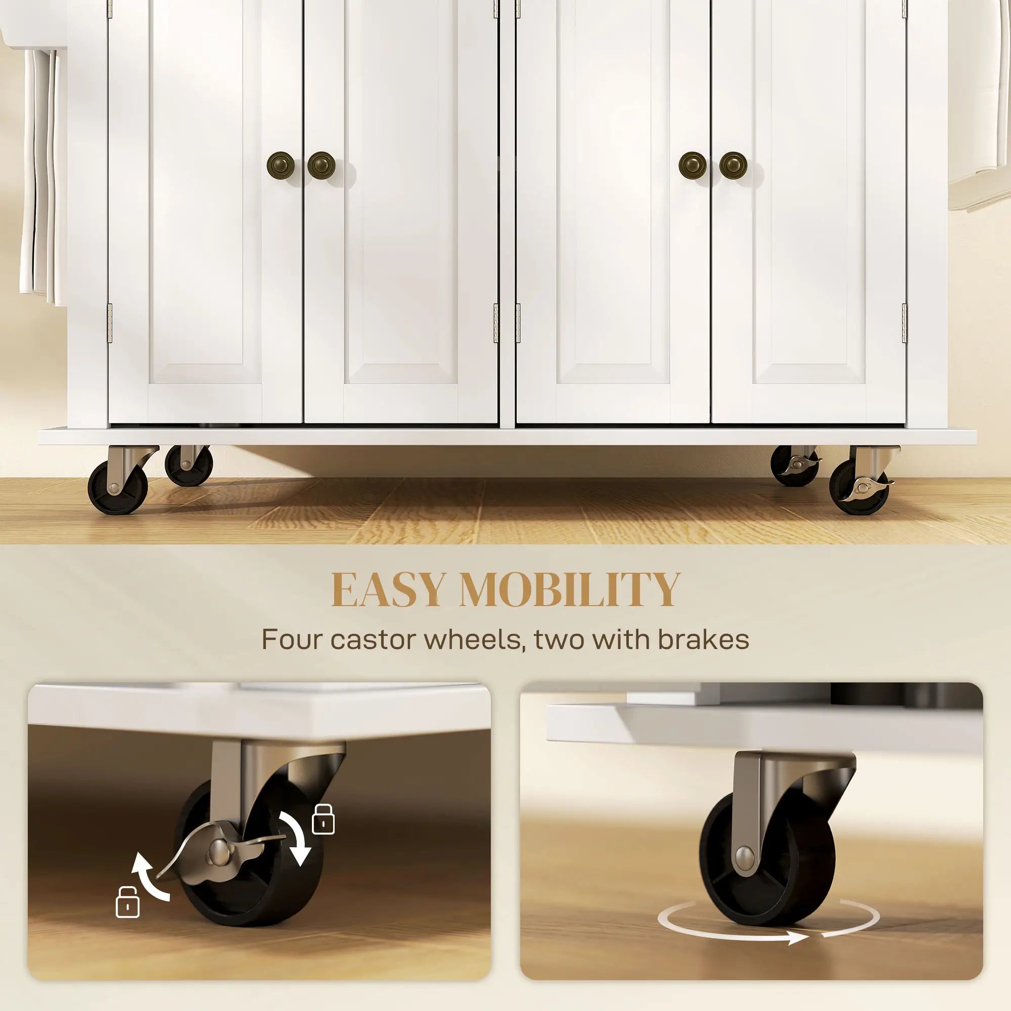 Kitchen Island with Storage, Rolling Trolley Cart with Rubber Wood Top, Spice Rack, Towel Rack, Grey Kitchen Islands & Kitchen Carts at Gallery Canada