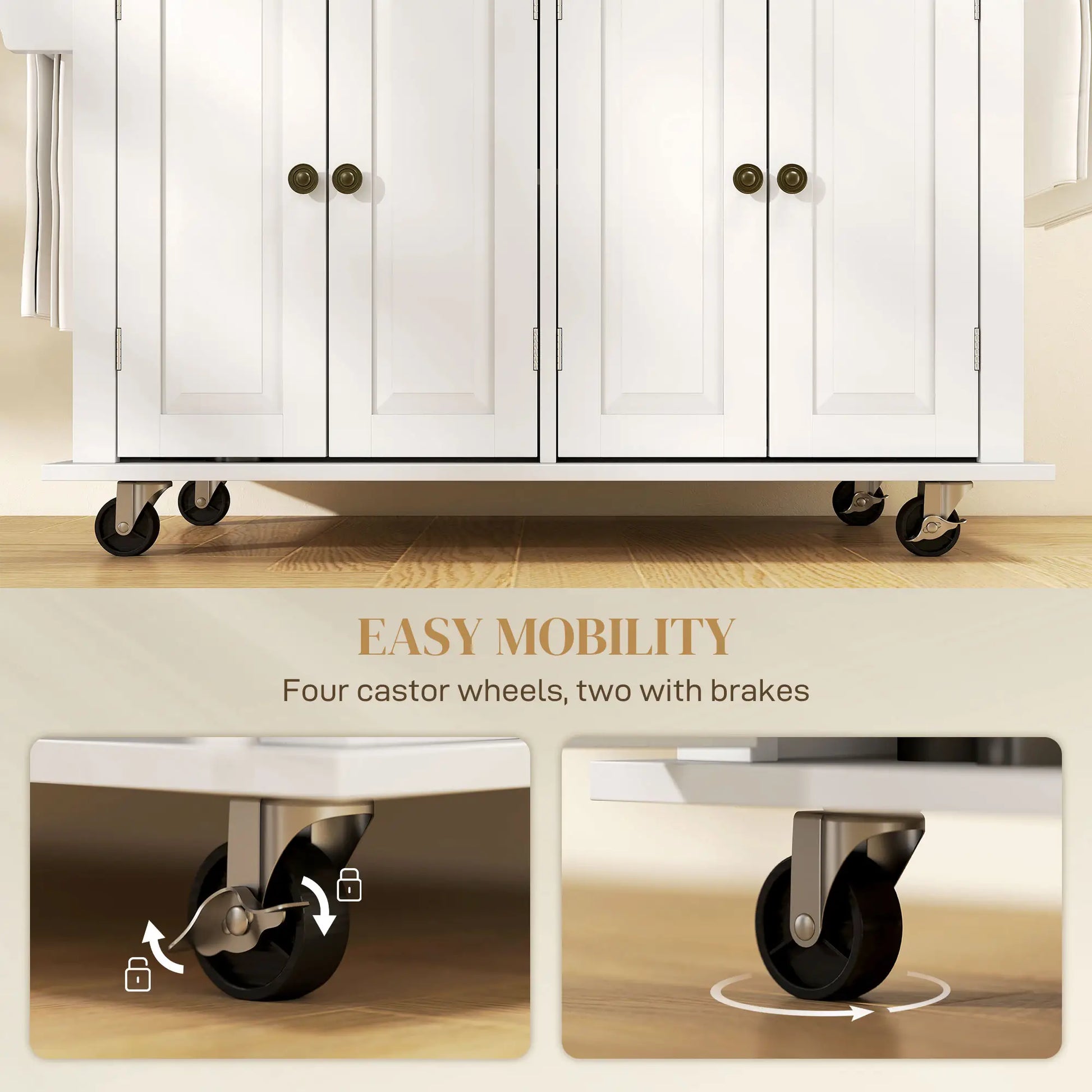 Kitchen Island with Storage, Rolling Trolley Cart with Rubber Wood Top, Spice Rack, Towel Rack, Grey Kitchen Islands & Kitchen Carts at Gallery Canada