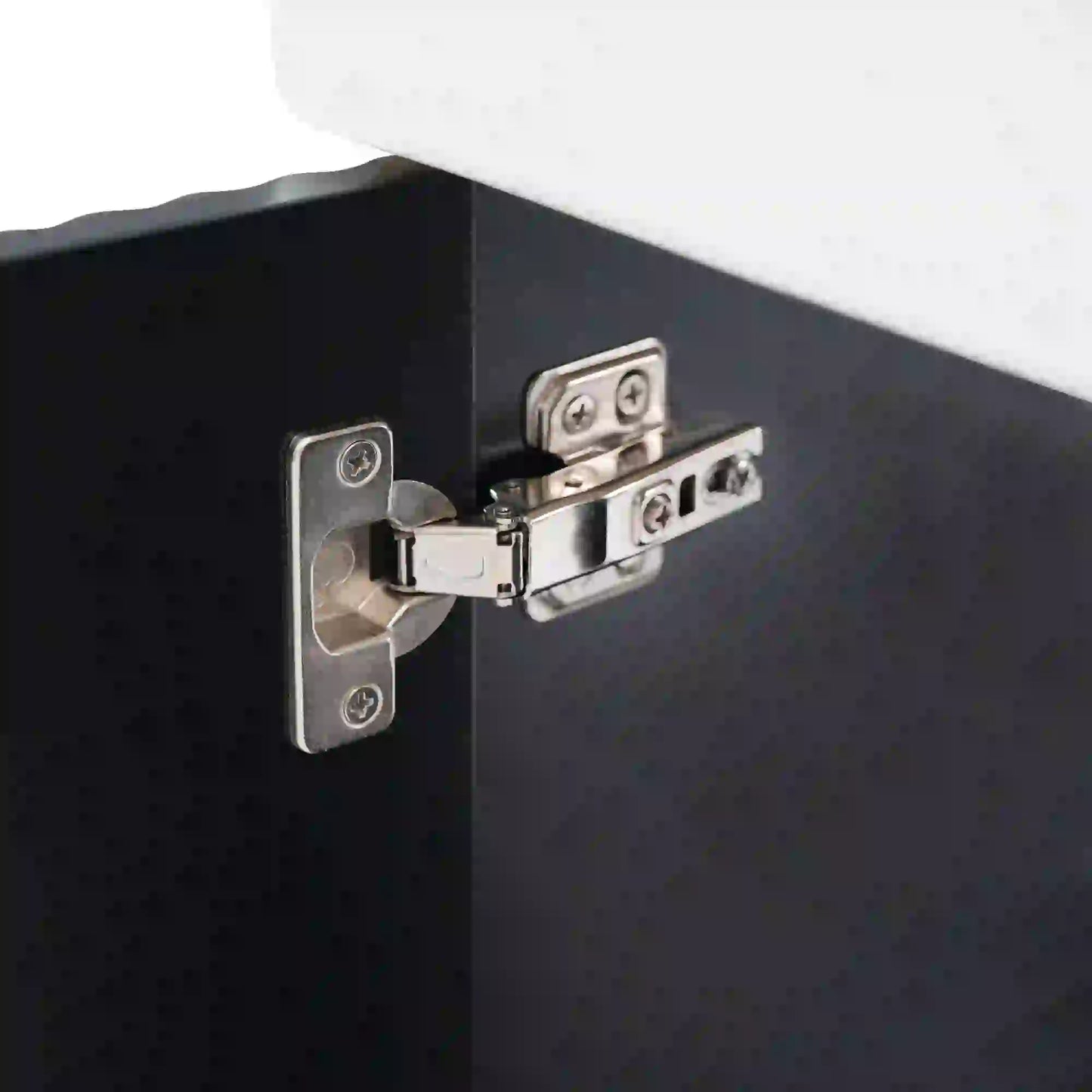 Floating Bathroom Vanity, Ceramic Basin, Right Storage, 21.5" L x 12" W x 26.5" H, Black+White Sink Cabinets at Gallery Canada