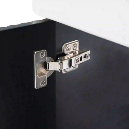 Floating Bathroom Vanity, Ceramic Basin, Right Storage, 21.5" L x 12" W x 26.5" H, Black+White Sink Cabinets at Gallery Canada
