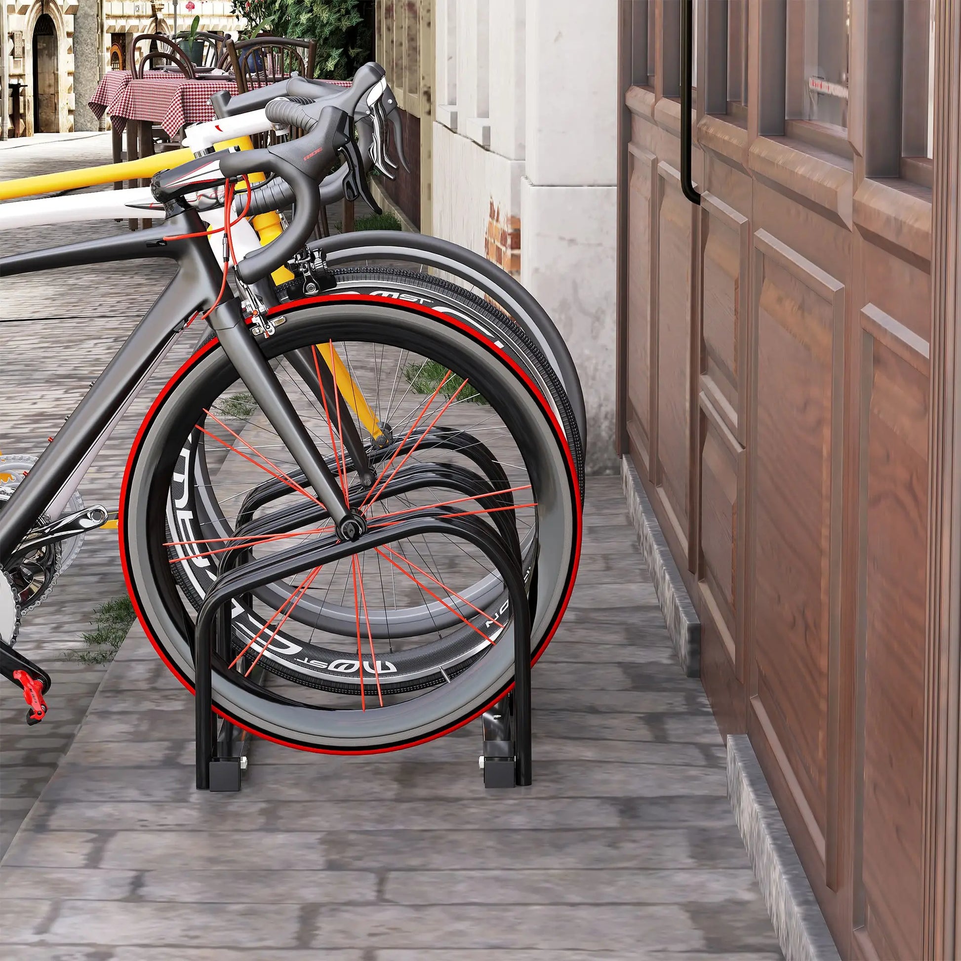 3-Bike Floor Parking Rack, Cycling Storage Stand, Black Bike Parking Stands at Gallery Canada