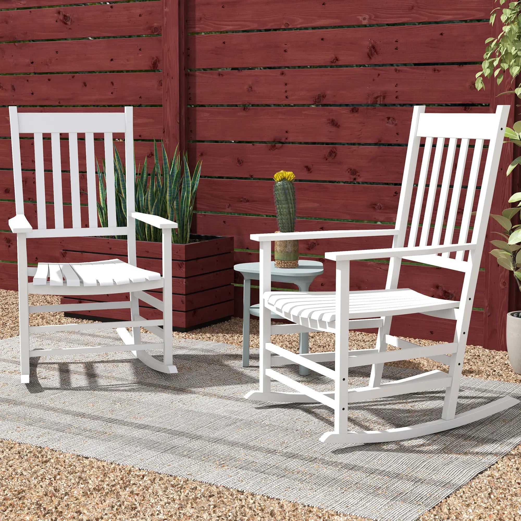 Wooden Patio Rocking Chairs Set of 2, Outdoor Rocker, High Back, White Outdoor Rocking Chairs at Gallery Canada
