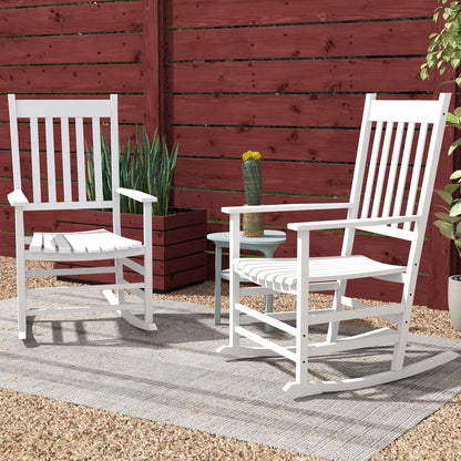 Wooden Patio Rocking Chairs Set of 2, Outdoor Rocker, High Back, White Outdoor Rocking Chairs at Gallery Canada