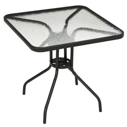 Square Patio Dining Table, Tempered Glass Top, Umbrella Hole, Black Patio Dinning Tables at Gallery Canada