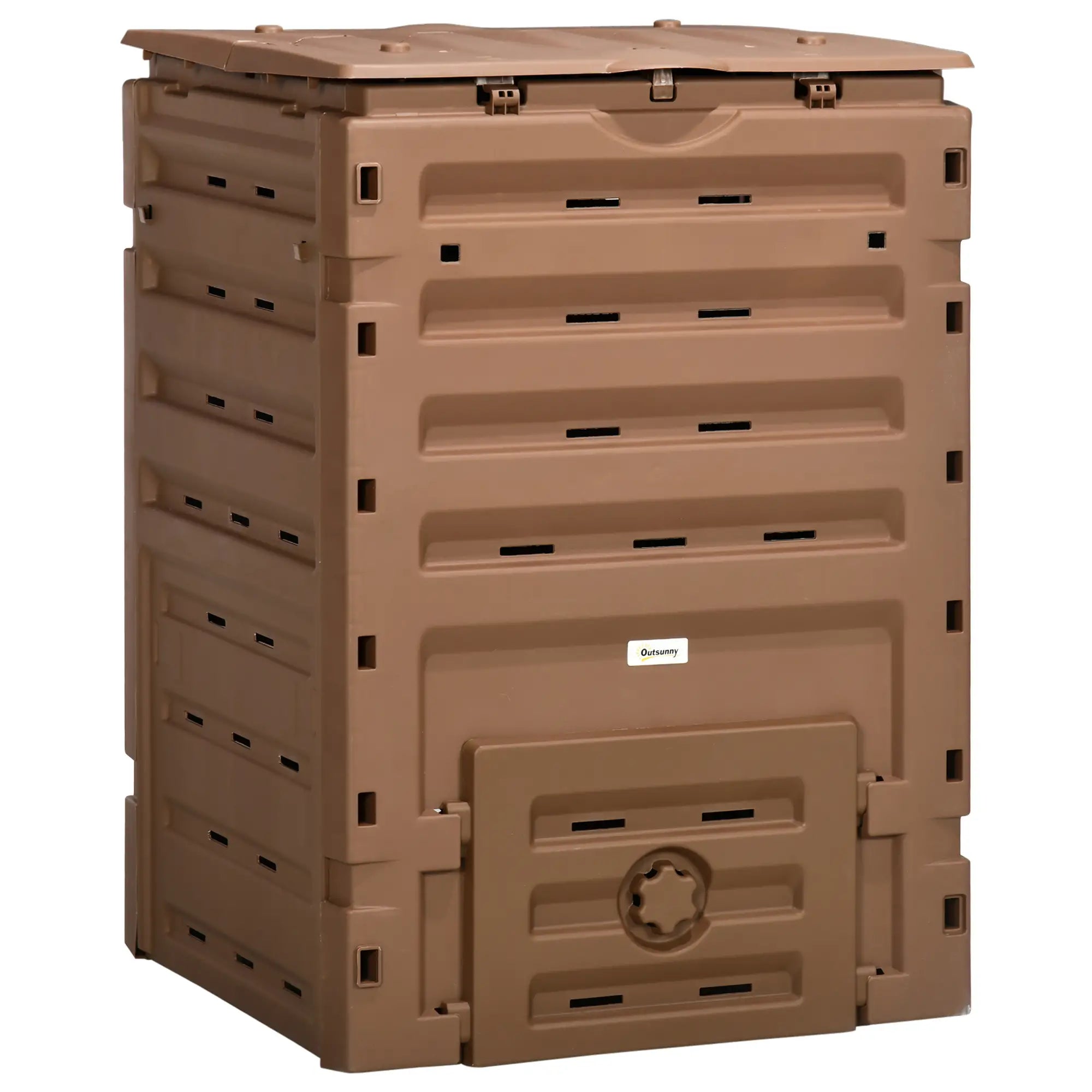 Garden Composter, 80 Vents, 2 Doors, 120 Gallon, Brown Outdoor Compost Bin at Gallery Canada