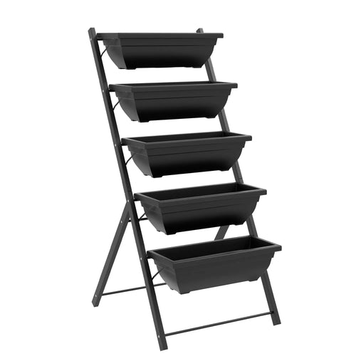 5-Tier Raised Garden Bed, 5 Planter Box, Outdoor Plant Stand, Black