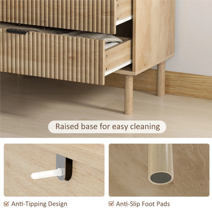 3 Drawer Dresser, Fluted Panels, Solid Wood Legs, Oak Storage Cabinets at Gallery Canada