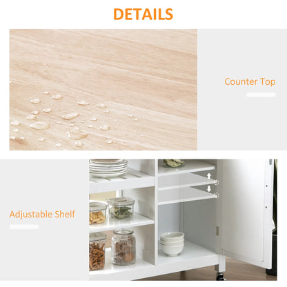 Kitchen Cart on Wheels, Embossed Door Panel, Storage Drawer, White Kitchen Islands & Kitchen Carts at Gallery Canada