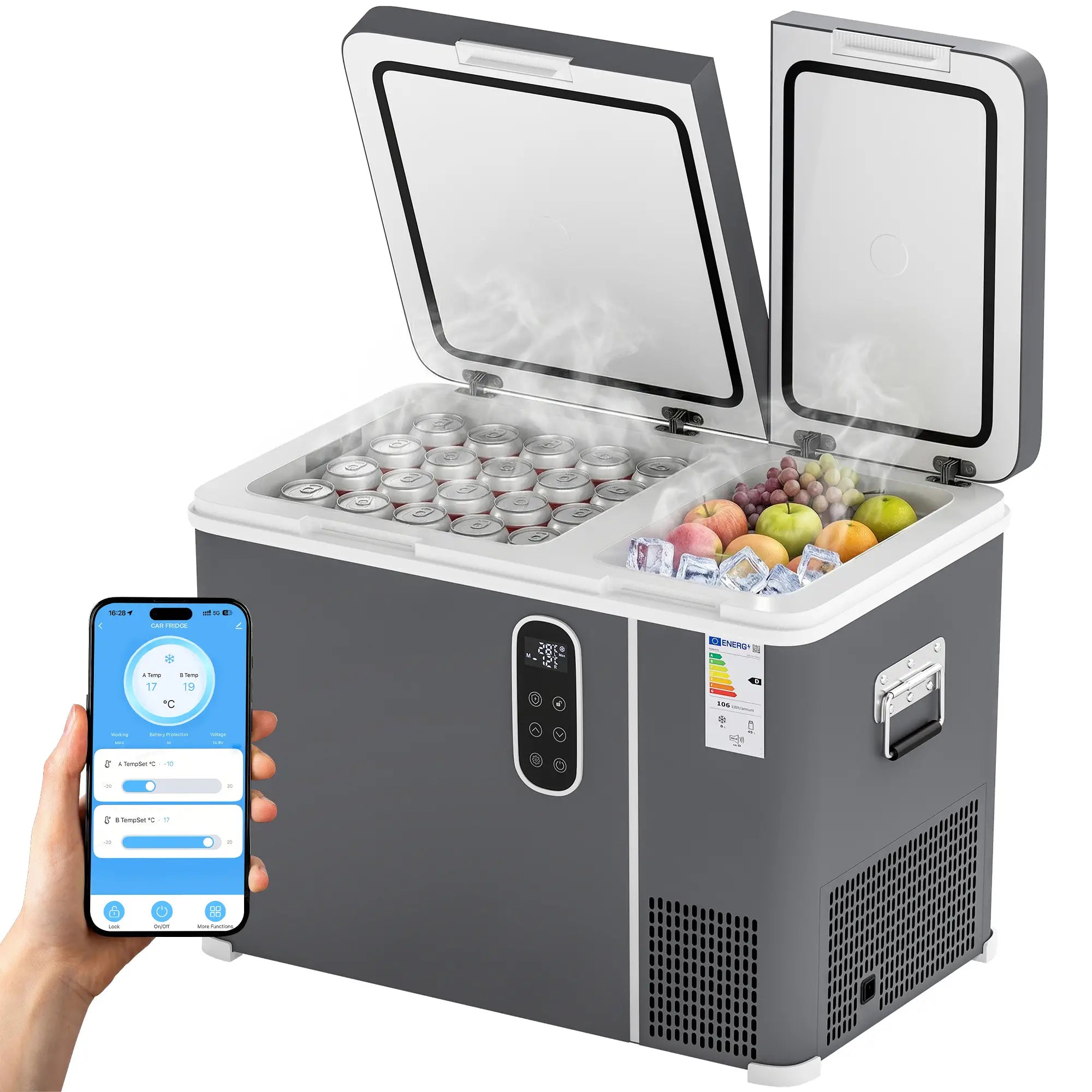 12 Volt Car Refrigerator, Dual Zone 48 QT Car Fridge with App Control, 12/24V DC and 100-240V AC, Car Coolers at Gallery Canada