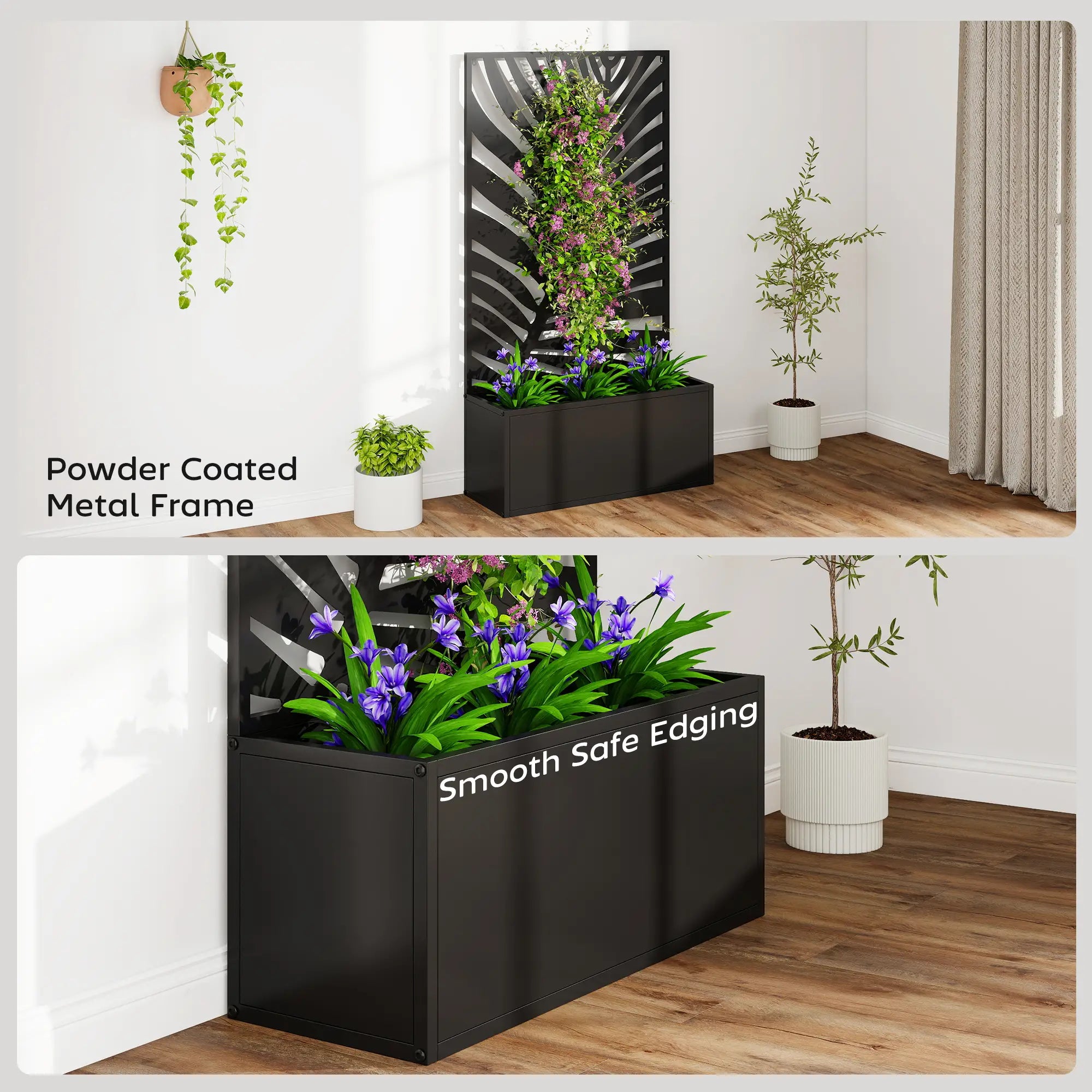 Metal Garden Bed with Trellis for Climbing Plants, Freestanding Galvanized Planter Boxes at Gallery Canada