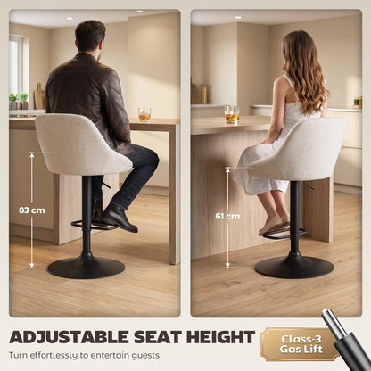 Tabourets de bar pivotants hauteur comptoir Lot de 3, Blanc cassé