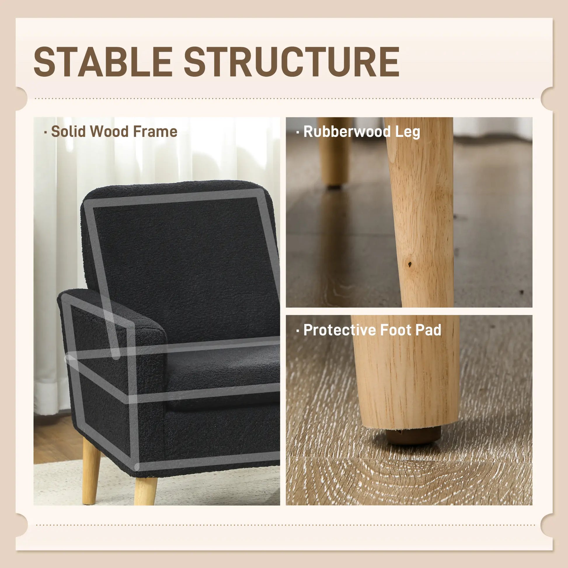 Modern Fabric Accent Chair, Upholstered Armchair with Wood Legs, Black Accent Chairs at Gallery Canada