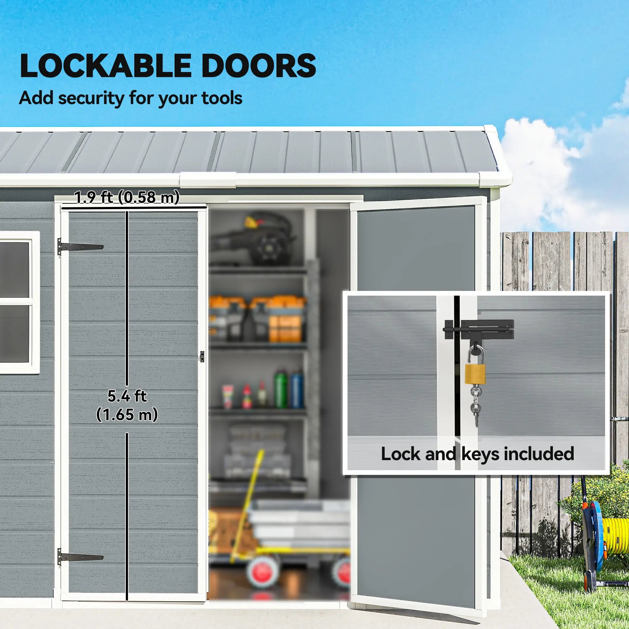 8 x 4 ft Plastic Garden Shed, Grey Wood-Effect Storage Shed, Grey Sheds at Gallery Canada