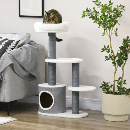 39" Cat Tree Tower, Multi-Level Activity Centre, Scratching Posts, White Cat Trees at Gallery Canada