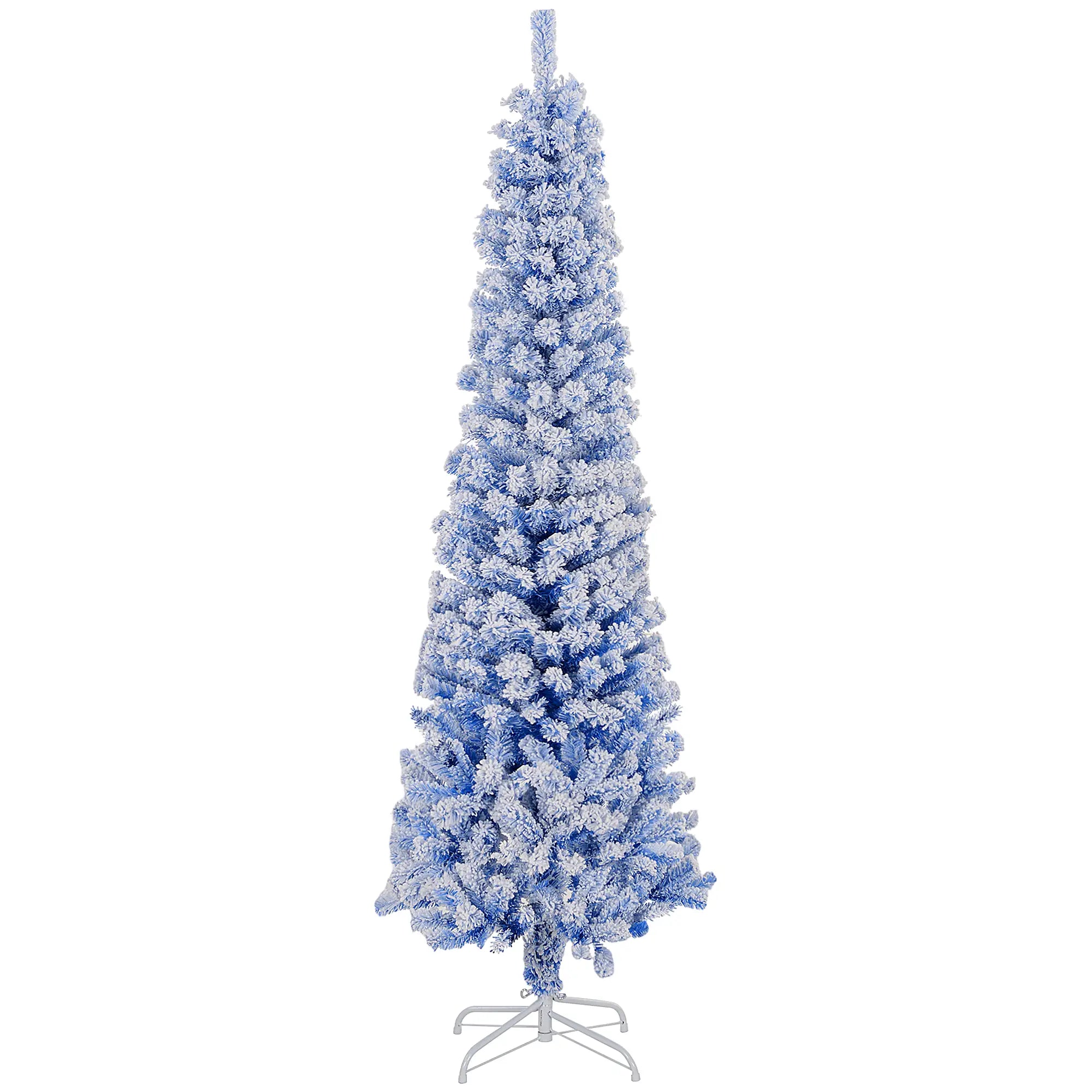6ft Flocked Pencil Christmas Tree, Realistic Branch Tips, Blue Pencil Christmas Trees Blue at Gallery Canada