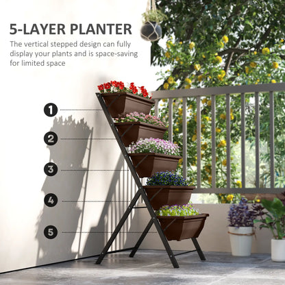 5-Tier Raised Garden Bed, 5 Planter Box, Outdoor Plant Stand, Brown Plant Stands at Gallery Canada