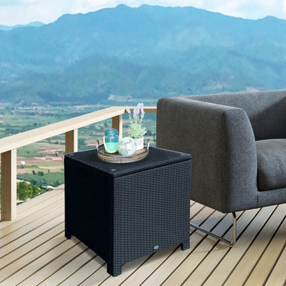 Rattan Side Table With Glass Top, Black Patio Side Tables at Gallery Canada