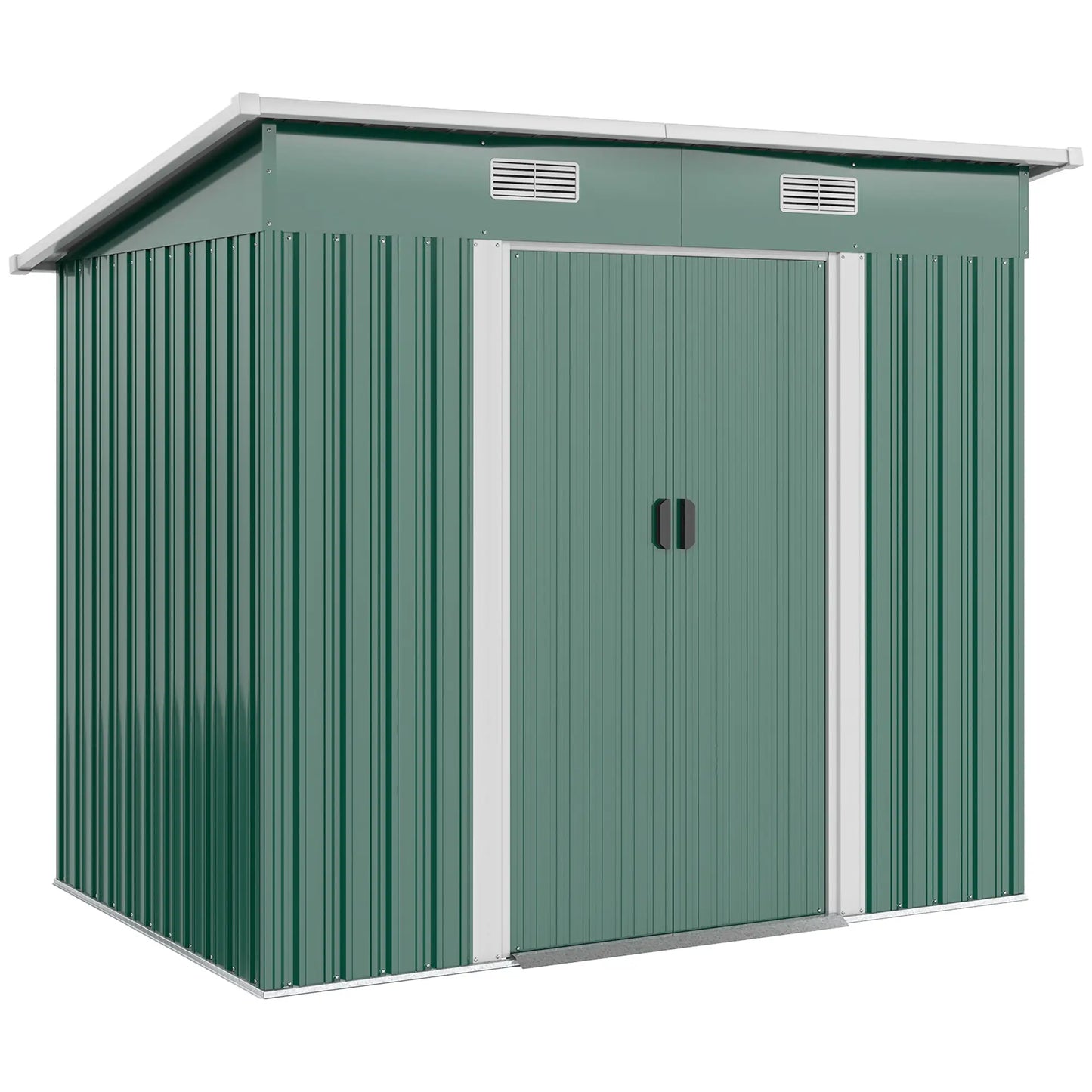 7'x 4' Metal Patio Storage Shed, Garden Tool Utility, Green Sheds Light Green, White at Gallery Canada