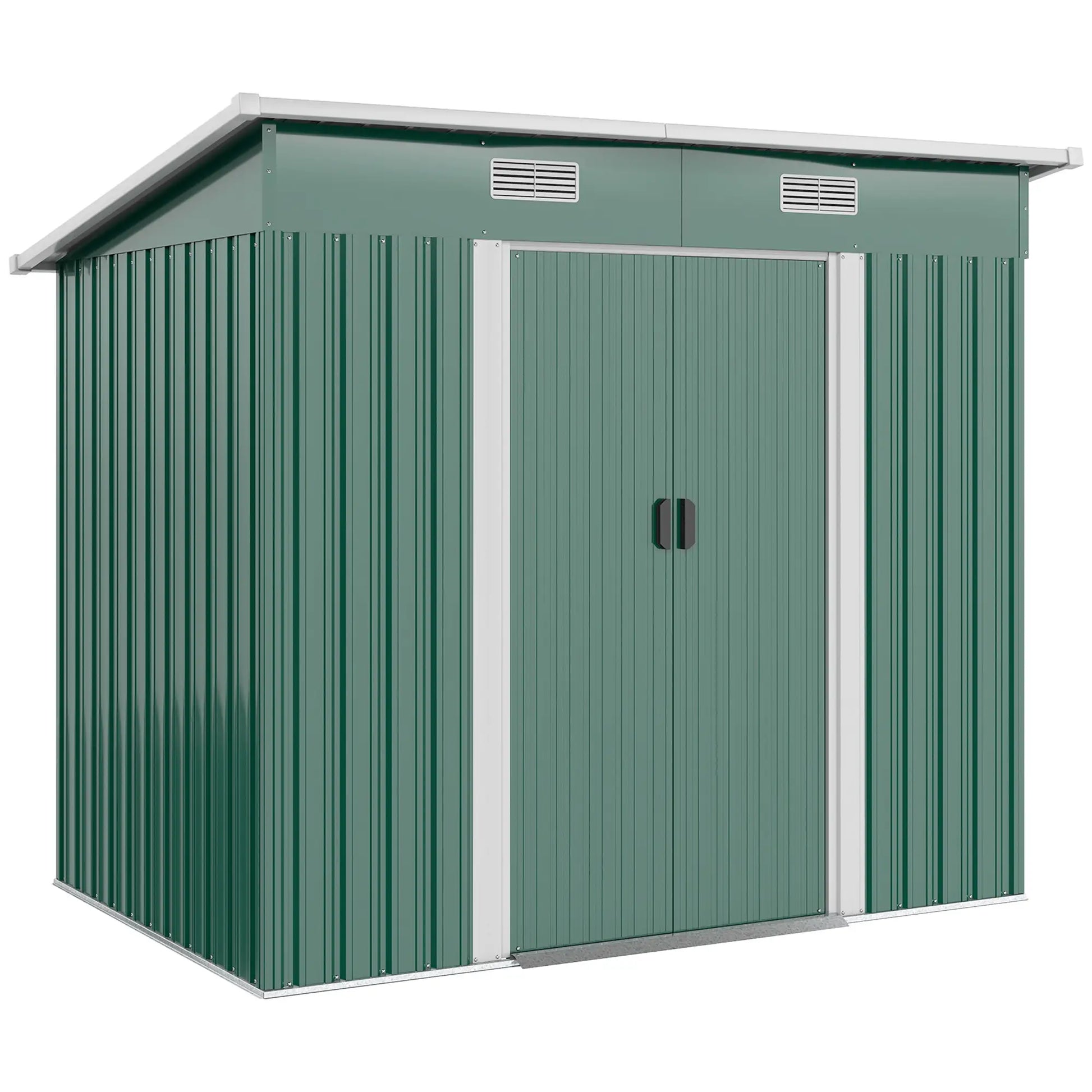 7'x 4' Metal Patio Storage Shed, Garden Tool Utility, Green Sheds Light Green, White at Gallery Canada