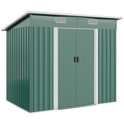 7'x 4' Metal Patio Storage Shed, Garden Tool Utility, Green Sheds Light Green, White at Gallery Canada