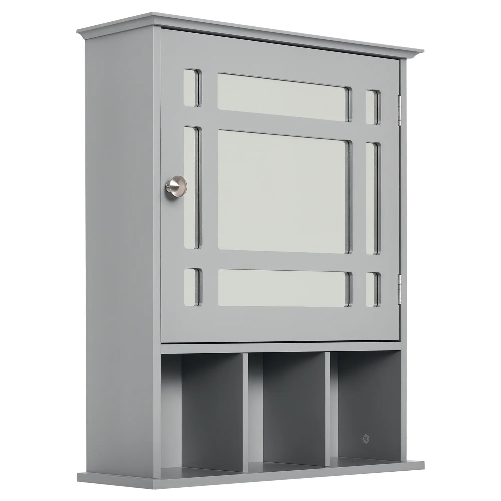 Wall Mount Bathroom Cabinet with Mirror Door, 3 Shelf Organizer, Grey Mirror Medicine Cabinets Grey at Gallery Canada
