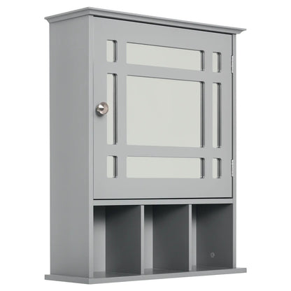 Wall Mount Bathroom Cabinet with Mirror Door, 3 Shelf Organizer, Grey Mirror Medicine Cabinets Grey at Gallery Canada