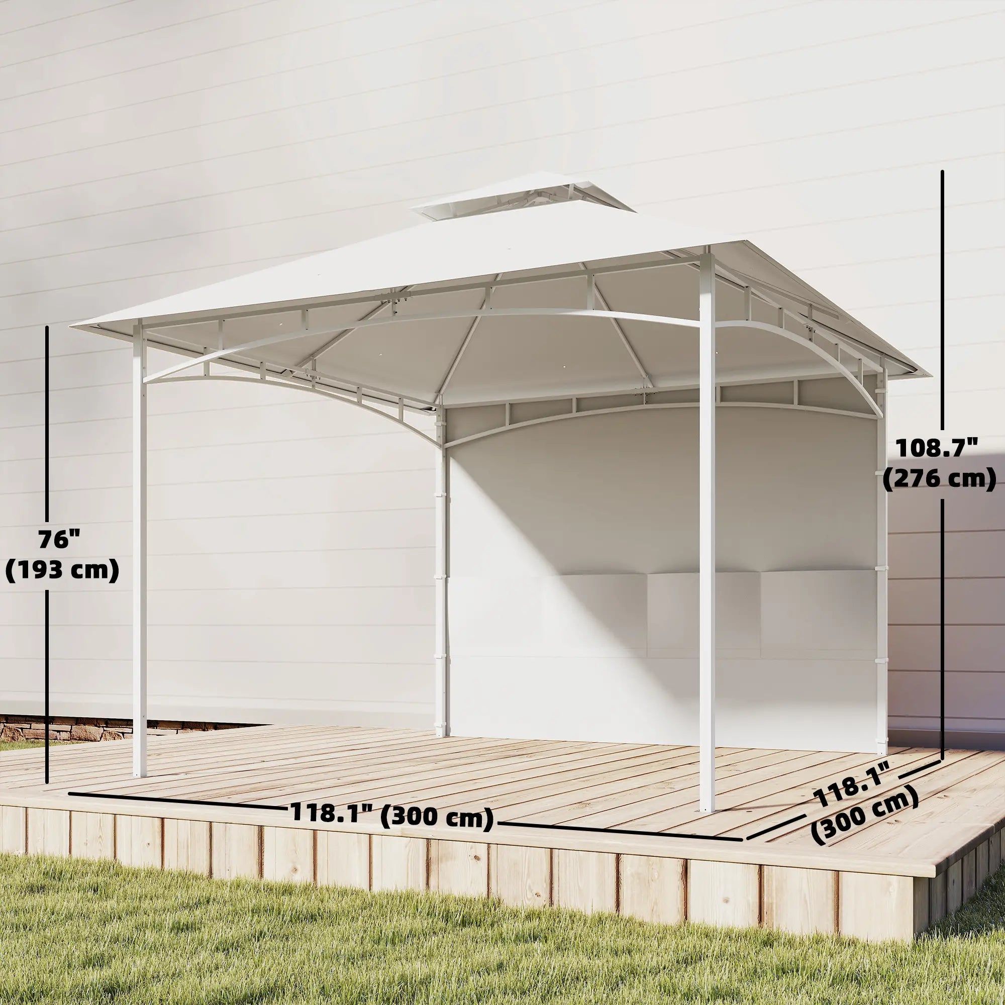 10' x 10' Patio Gazebo, Double Roof Canopy With Storage, Cream White Gazebos at Gallery Canada